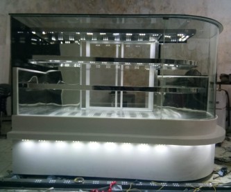 L Shape Korean Display counter design for bakery display counter